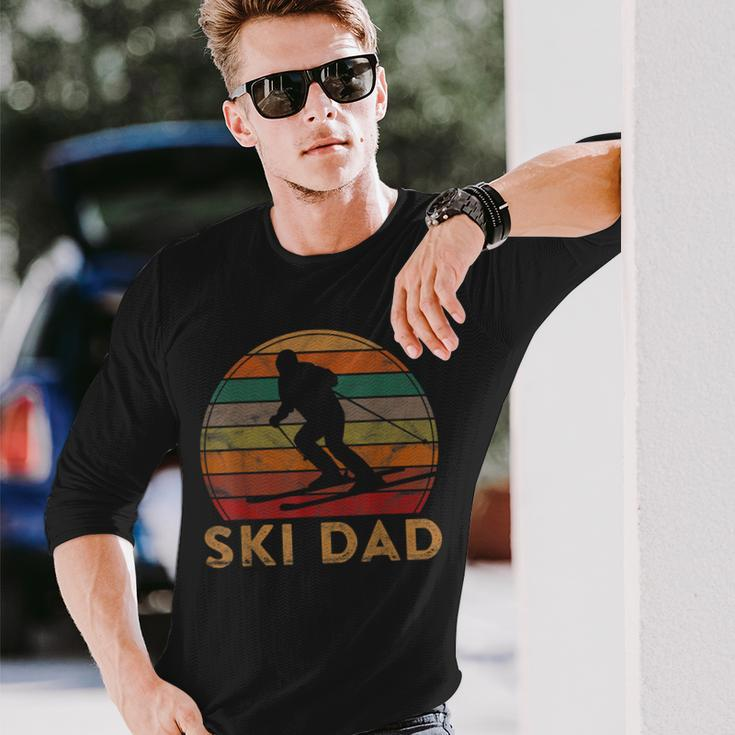 Retro Ski Dad Sunset Winter Skiing Daddy Father Skier Long Sleeve T-Shirt Gifts for Him