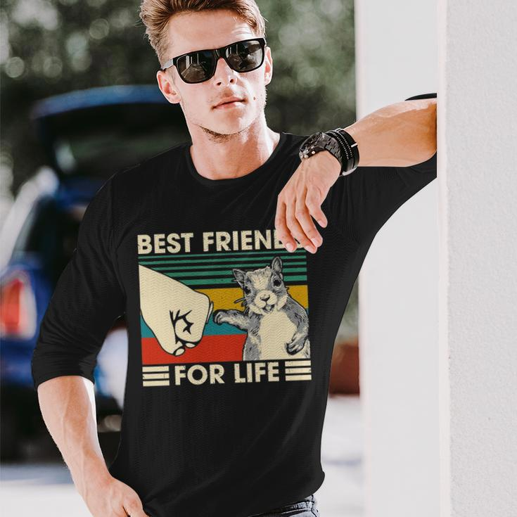 Retro Vintage Squirrel Best Friend For Life Fist Bump V2 Long Sleeve T-Shirt Gifts for Him