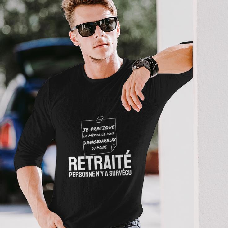 Schwarzes Langarmshirts für Rentner mit lustigem Spruch RETRAITE: Keiner überlebte Geschenke für Ihn