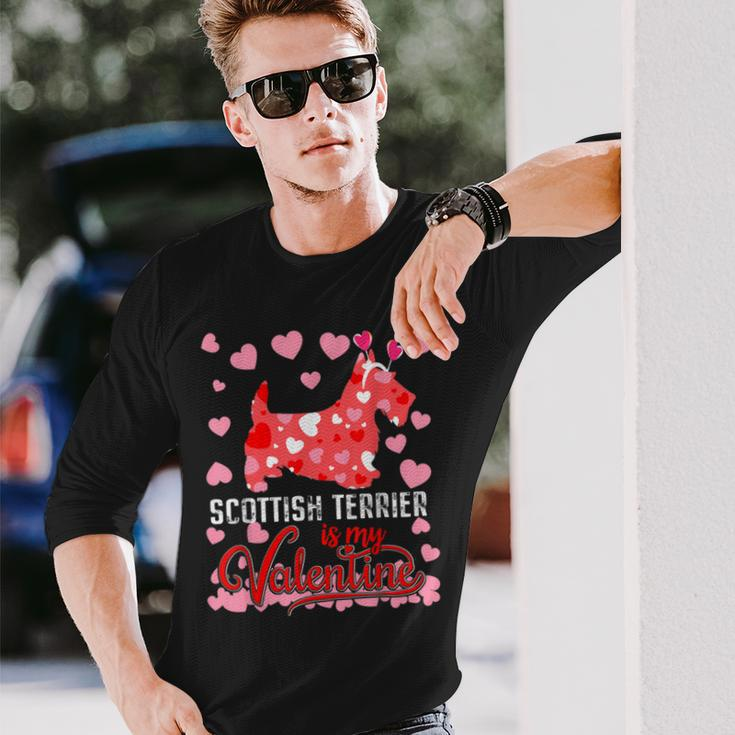 Scottish Terrier Is My Valentine Dog Lover Dad Mom Long Sleeve T-Shirt T-Shirt Gifts for Him