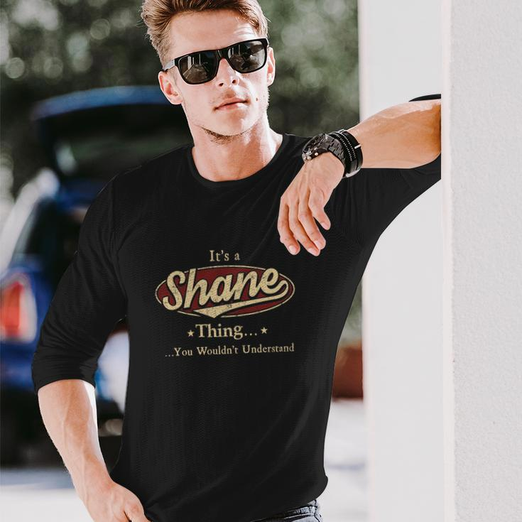 Shane Last Name Shane Name Crest Long Sleeve T-Shirt Gifts for Him