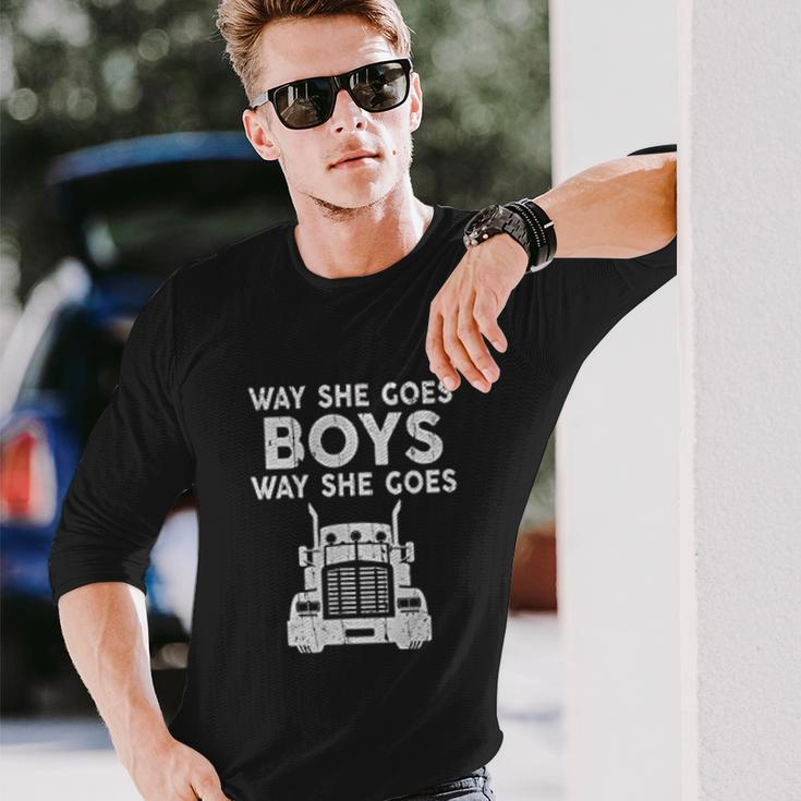 Way She Goes Boys Way She Goes Truck Trucker Men Women Long Sleeve T-Shirt T-shirt Graphic Print Gifts for Him