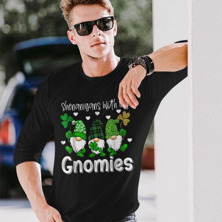 Shenanigans With My Gnomies St Patricks Day Gnome Shamrock Long Sleeve T-Shirt Gifts for Him