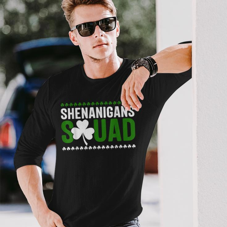 Shenanigans Squad Matching St Patricks Day Irish Leaf Long Sleeve T-Shirt Gifts for Him