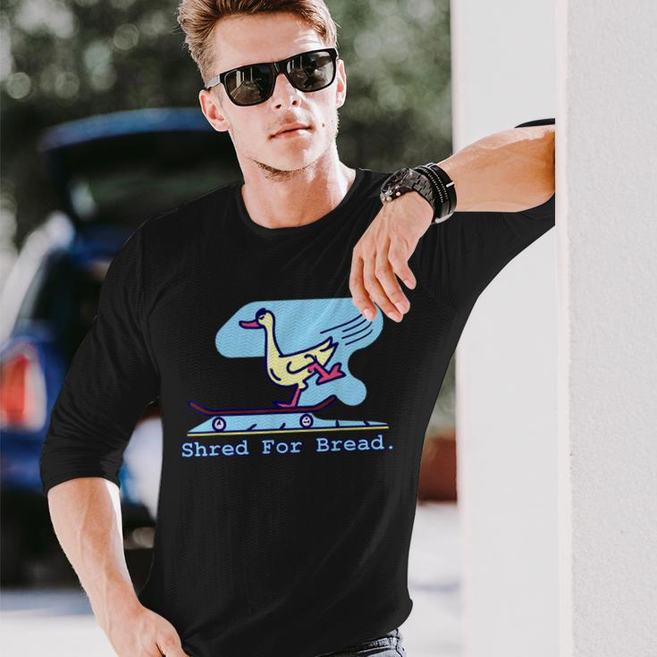 Shred For Bread Duck Skateboarding Funny Skater Meme Skating Men Women Long Sleeve T-shirt Graphic Print Unisex Gifts for Him