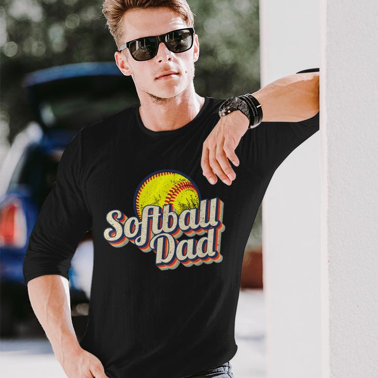 Softball Dad Retro Vintage Softball Dad Long Sleeve T-Shirt Gifts for Him