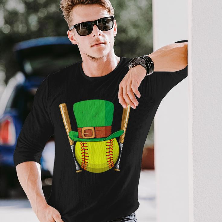 Softball Player Sport St Patricks Saint Pattys Day Long Sleeve T-Shirt Gifts for Him