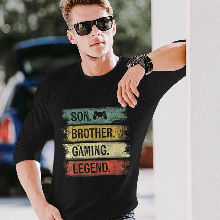 Son Brother Gaming Legend Vintage For Gamer Teen Boys Long Sleeve T-Shirt Gifts for Him