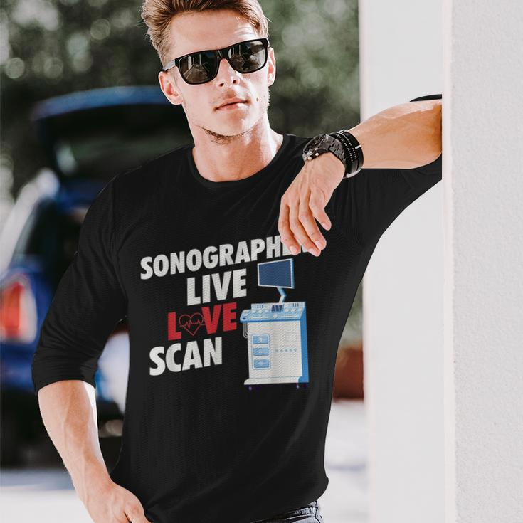 Sonographie Langarmshirts: Live Love Scan, Medizinische Ultraschall Technik Geschenke für Ihn