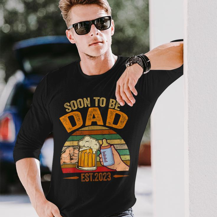 Soon To Be Dad Est 2023 Fathers Day New Dad Vintage Long Sleeve T-Shirt Gifts for Him