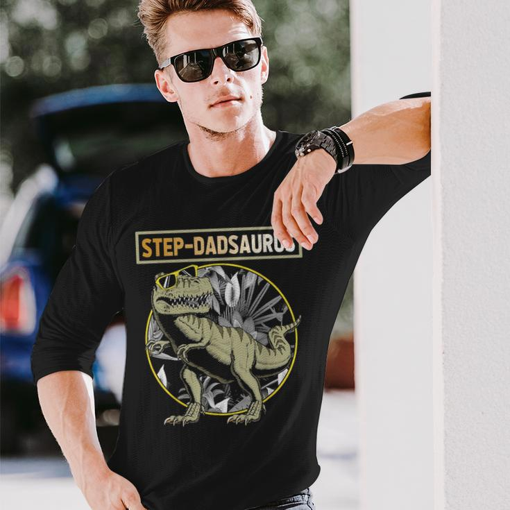 Step Dadsaurus Step Dad Dinosaur Fathers Day Long Sleeve T-Shirt Gifts for Him