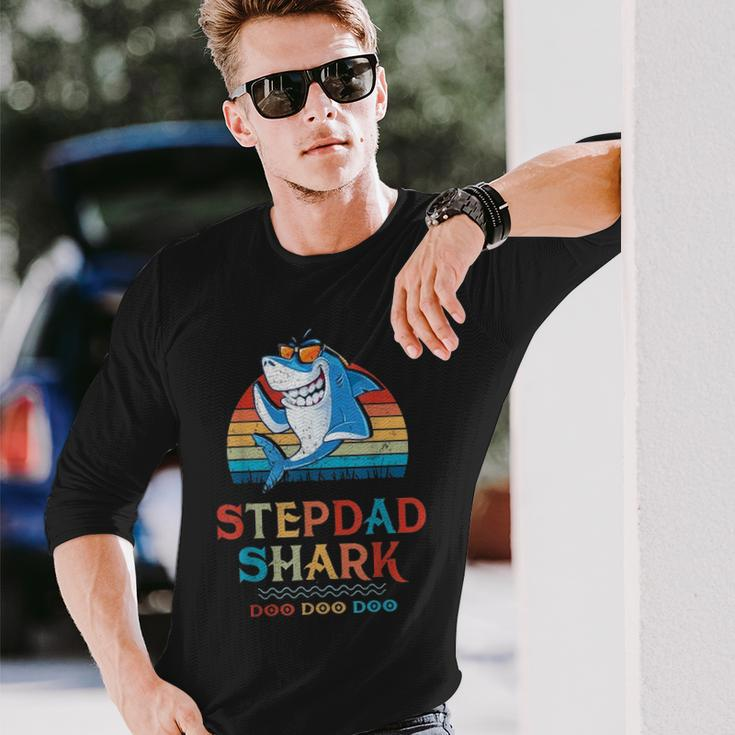 Stepdad Shark Fathers Day V2 Long Sleeve T-Shirt Gifts for Him