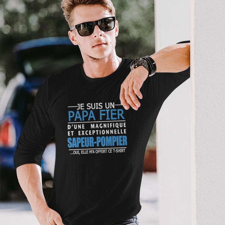 T-Shirt Pompier Fier Papa Dune Sapeur-Pompier Long Sleeve T-Shirt Geschenke für Ihn