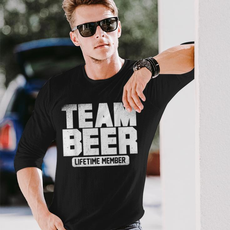 Team Beer - Lifetime Member - Funny Beer Drinking Buddies Men Women Long Sleeve T-shirt Graphic Print Unisex Gifts for Him
