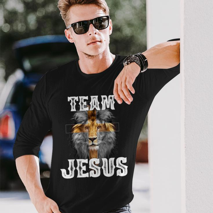 Team Jesus Lion Judah Jesus Cross Lovers Christian Faith Long Sleeve T-Shirt Gifts for Him