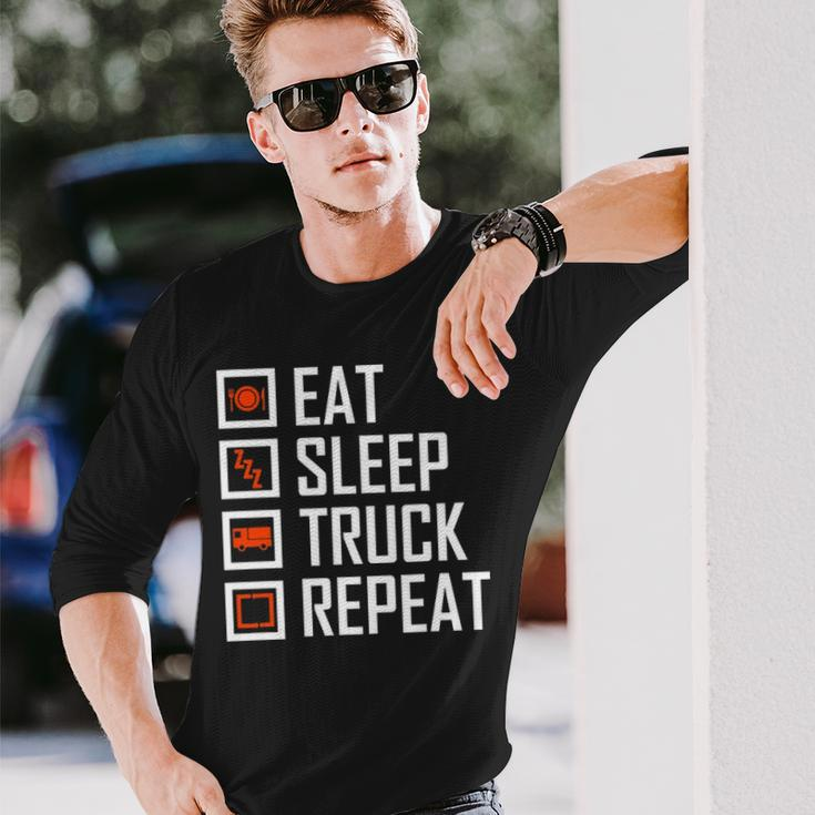 Trucker S For Men Eat Sleep Truck Repeat Long Sleeve T-Shirt Gifts for Him