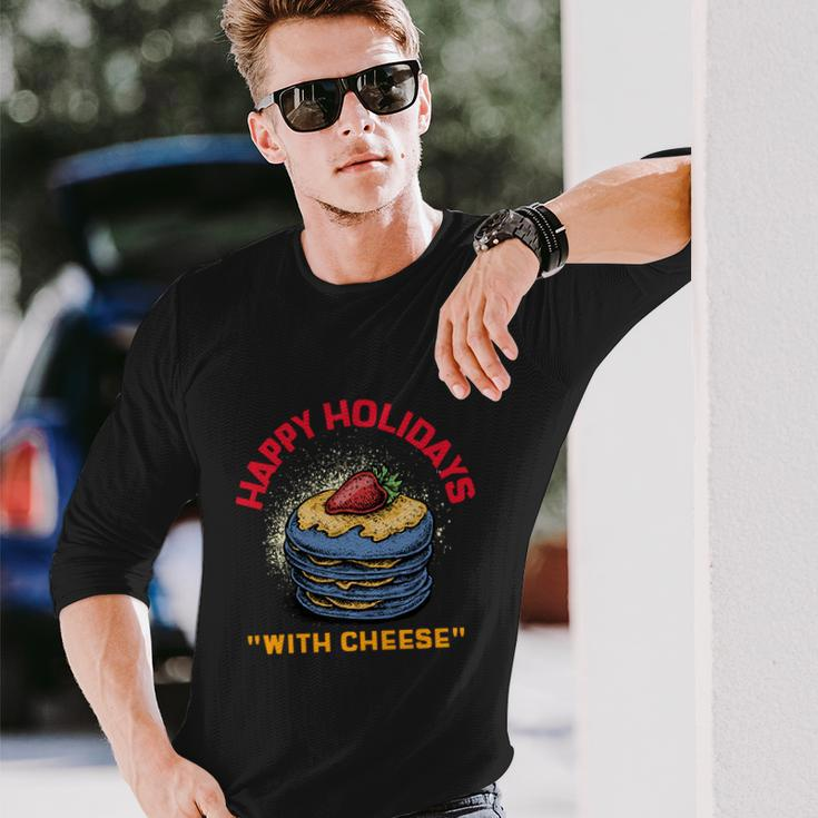Ugly Christmas Sweater Burger Happy Holidays With Cheese V20 Long Sleeve T-Shirt Gifts for Him