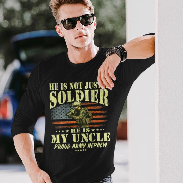 My Uncle Is A Soldier Hero Proud Army Nephew Military Long Sleeve T-Shirt Gifts for Him