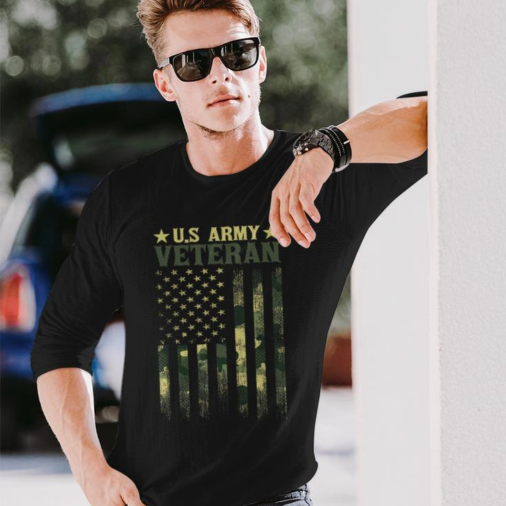 Us Army Veteran Patriotic Military Camouflage American Flag Long Sleeve T-Shirt Gifts for Him