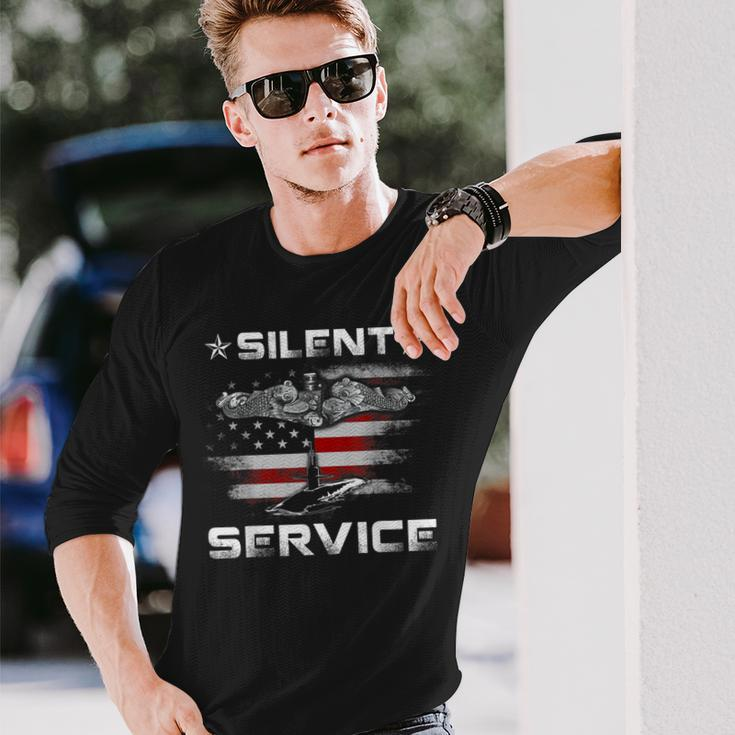 US Navy Submarines Silent Service Patriotic Long Sleeve T-Shirt Gifts for Him