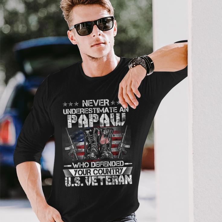 Us Veteran Papaw Veterans Day Us Patriot Patriotic Long Sleeve T-Shirt Gifts for Him