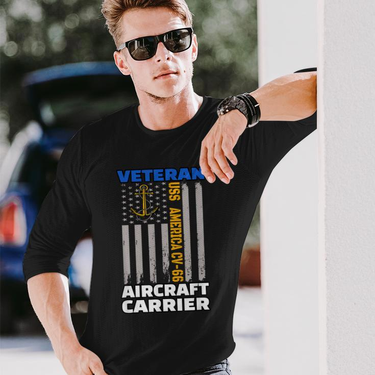 Uss America Cv-66 Aircraft Carrier Veterans Day Sailors Long Sleeve T-Shirt Gifts for Him