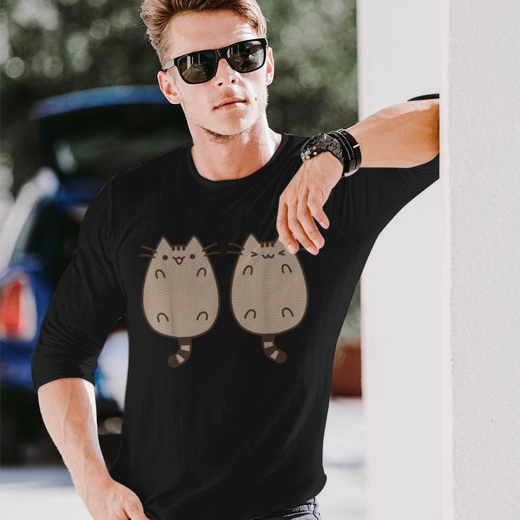 Valentines Day Couples Cat Kitty Kitten Cat Lover Long Sleeve T-Shirt Gifts for Him