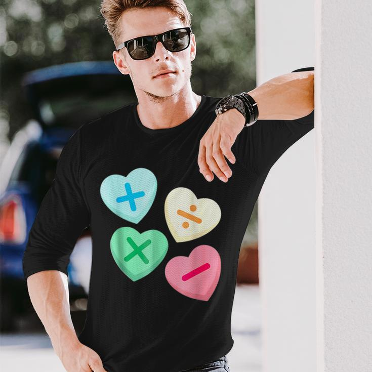 Valentines Day Hearts With Math Symbols Long Sleeve T-Shirt Gifts for Him