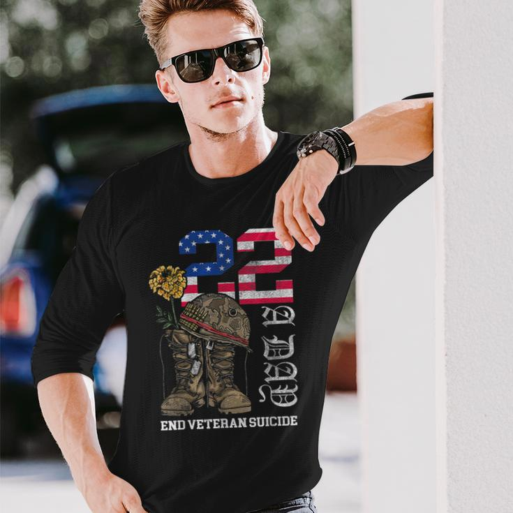 Veteran 22 A Day Take Their Lives End Veteran Suicide Long Sleeve T-Shirt Gifts for Him