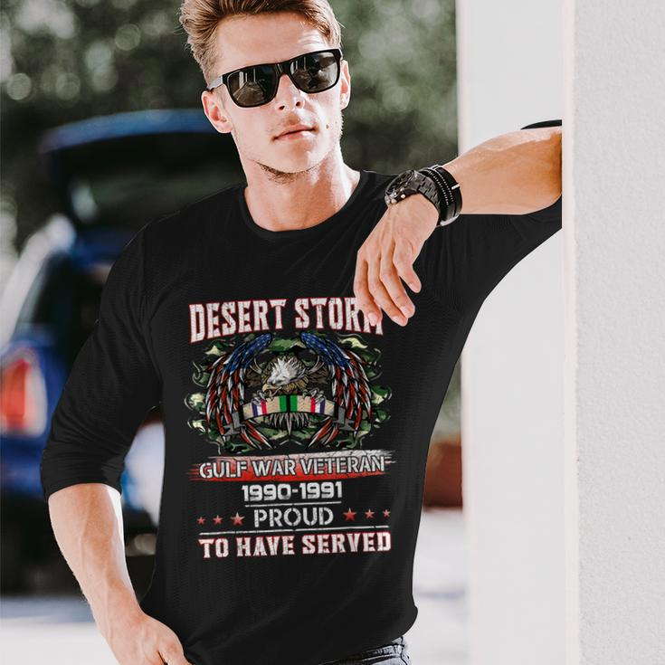 Veteran Desert Storm Veteran Proud For Fathers Day Long Sleeve T-Shirt Gifts for Him