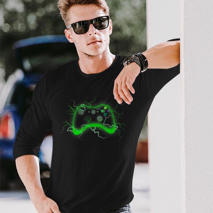 Video Game Controller Shock Lightning Bolt Gaming Gamer Langarmshirts Geschenke für Ihn