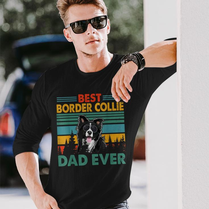 Vintag Retro Best Border Collie Dad Happy Fathers Day Long Sleeve T-Shirt T-Shirt Gifts for Him