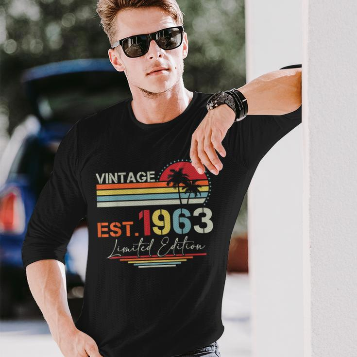 Vintage 1963 Limited Edition 60 Year Old 60Th Birthday Gifts Men Women Long Sleeve T-shirt Graphic Print Unisex Gifts for Him