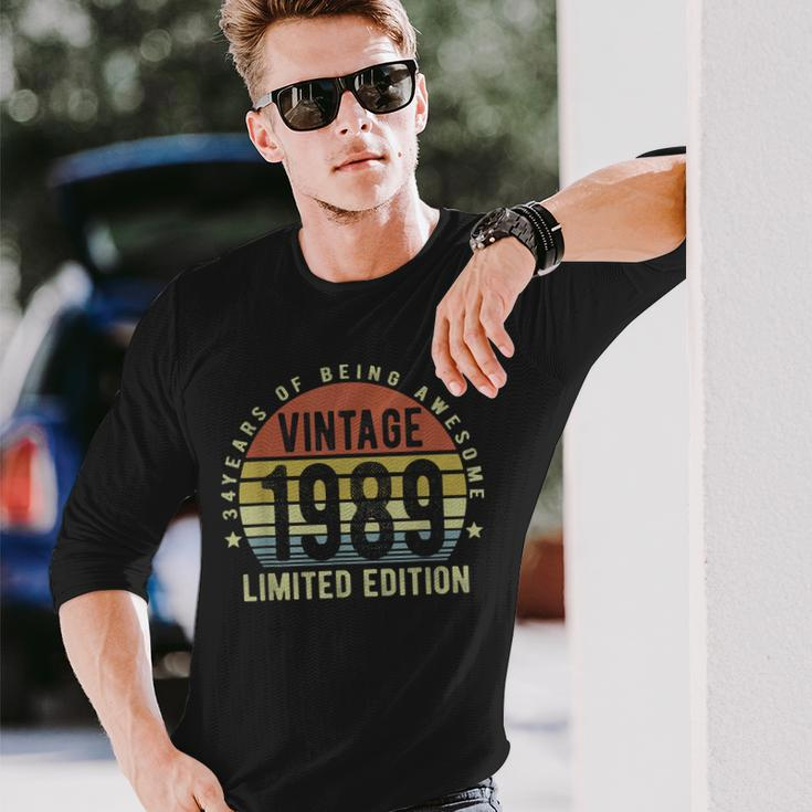 Vintage 1989 Limited Edition 34 Year Old 34Th Birthday Long Sleeve T-Shirt Gifts for Him