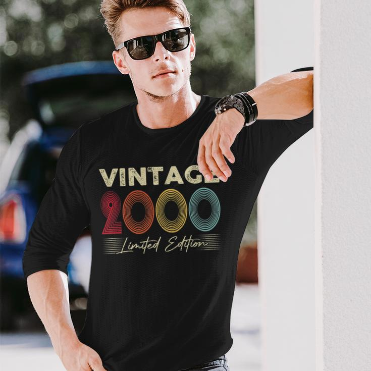 Vintage 2000 Wedding Anniversary Born In 2000 Birthday Party Long Sleeve T-Shirt Gifts for Him