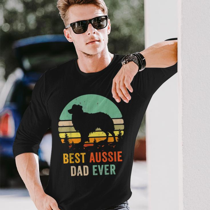 Vintage Aussie Shepherd Papa Best Dad Ever Aussie V2 Long Sleeve T-Shirt Gifts for Him