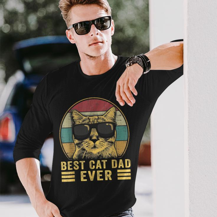Vintage Best Cat Dad Ever Bump Fit For Men Women Boys Girls Long Sleeve T-Shirt Gifts for Him