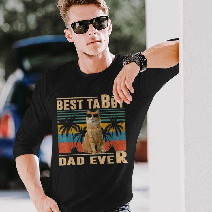 Vintage Best Cat Dad Ever Tabby Fathers Day dy Long Sleeve T-Shirt Gifts for Him