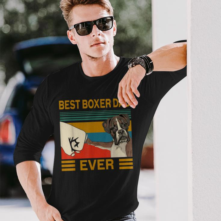 Vintage Best Dog Boxer Dad Ever Bump Fit Long Sleeve T-Shirt Gifts for Him