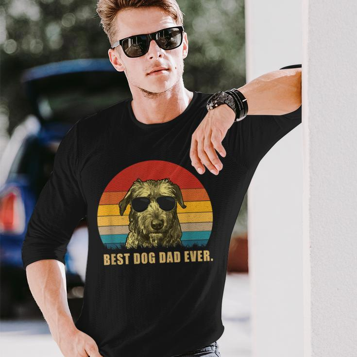 Vintage Best Dog Dad Ever Irish Wolfhound Long Sleeve T-Shirt Gifts for Him