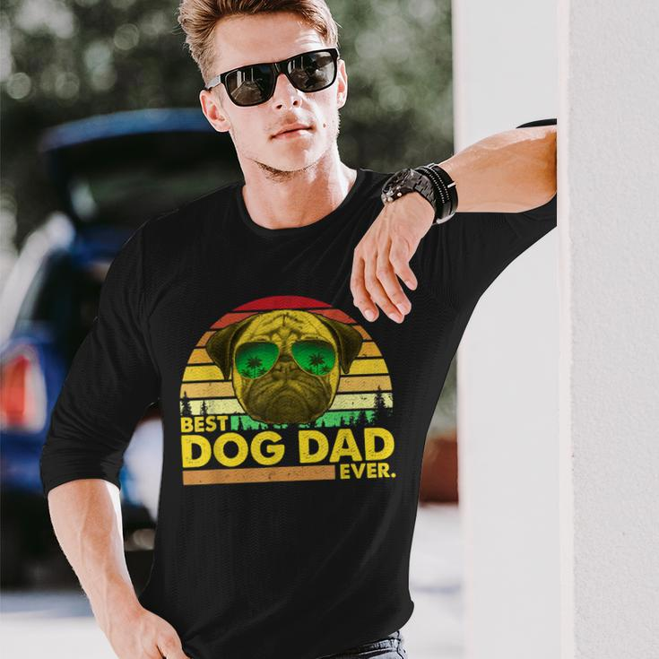 Vintage Best Pug Dad Ever Dog Daddy Father Long Sleeve T-Shirt T-Shirt Gifts for Him