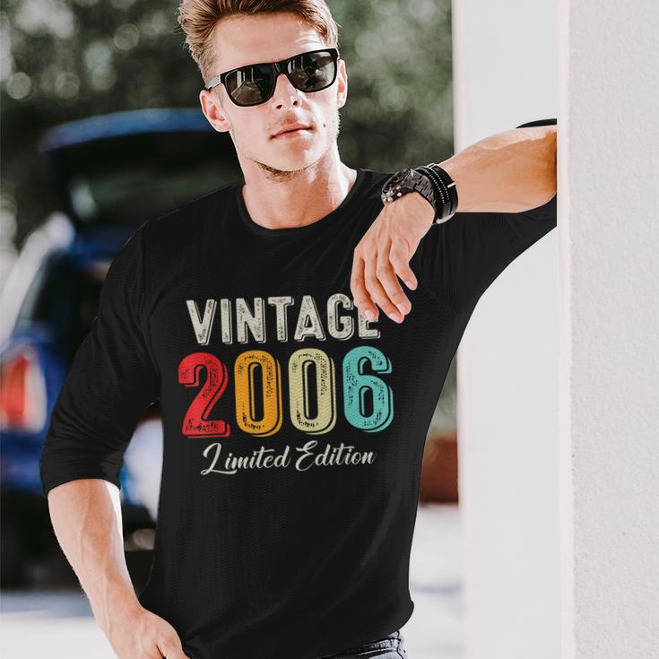 Vintage Born In 2006 Birthday Year Party Wedding Anniversary Long Sleeve T-Shirt Gifts for Him
