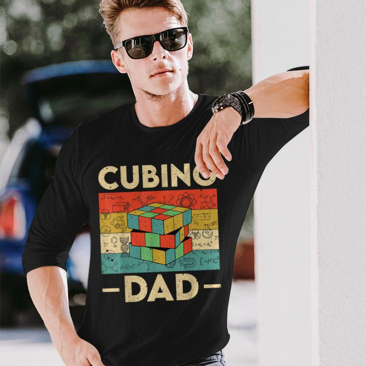 Vintage Cubing Dad Speedcubing Math Lovers Long Sleeve T-Shirt Gifts for Him