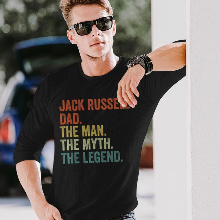 Men Vintage Dog Dad Man Myth Legend Jack Russell Dad Long Sleeve T-Shirt Gifts for Him