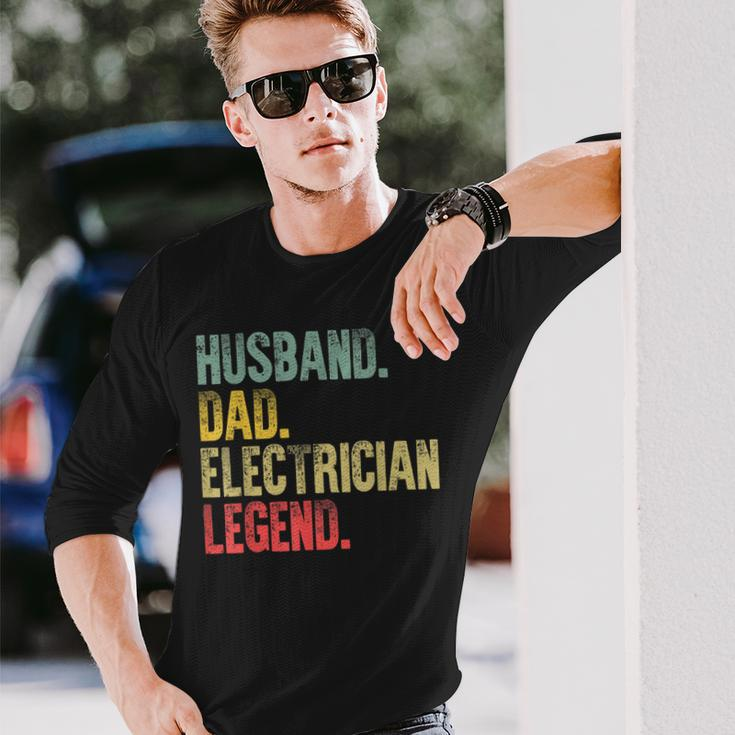 Vintage Husband Dad Electrician Legend Retro Long Sleeve T-Shirt Gifts for Him