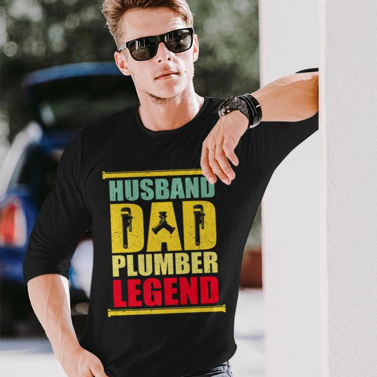 Vintage Husband Dad Plumber Legend Long Sleeve T-Shirt Gifts for Him