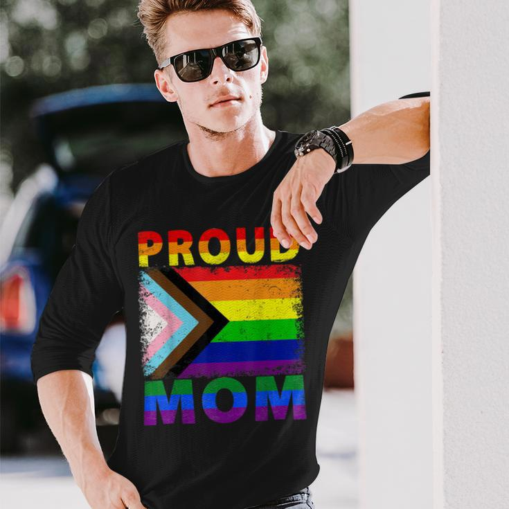 Vintage Lgbtq Rainbow Flag Proud Ally Pride Mom Long Sleeve T-Shirt Gifts for Him