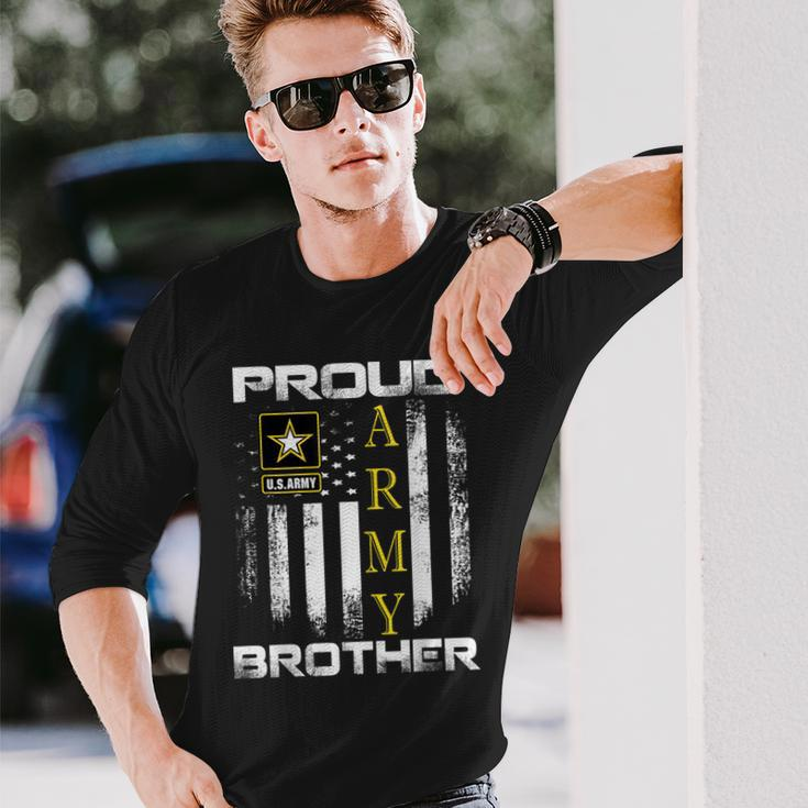 Vintage Proud Army Brother With American Flag Long Sleeve T-Shirt Gifts for Him