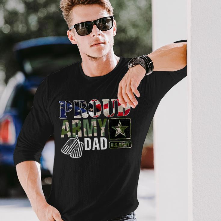 Vintage Proud Army Dad Camo With American Flag Long Sleeve T-Shirt Gifts for Him