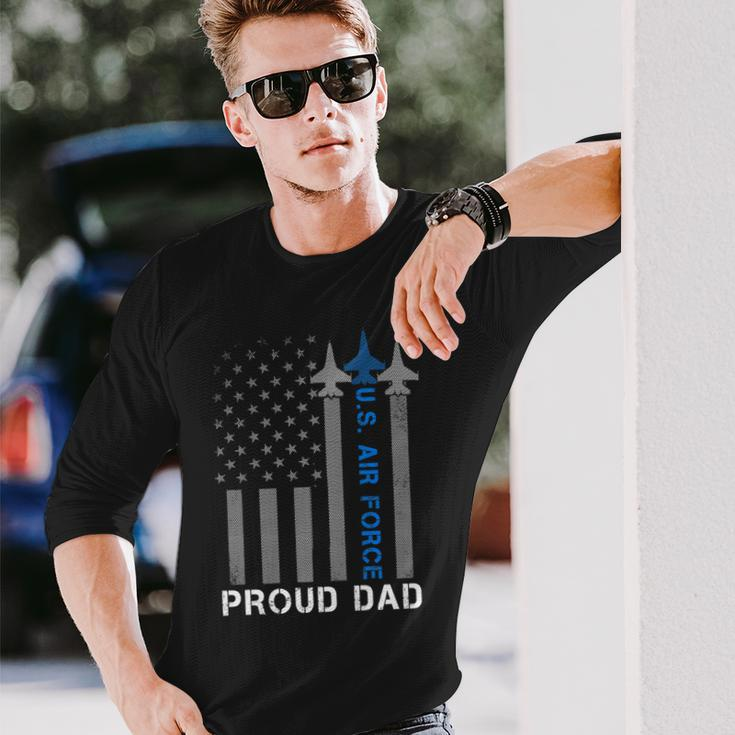 Vintage Proud Dad Us Air Force Flag Usaf Long Sleeve T-Shirt Gifts for Him